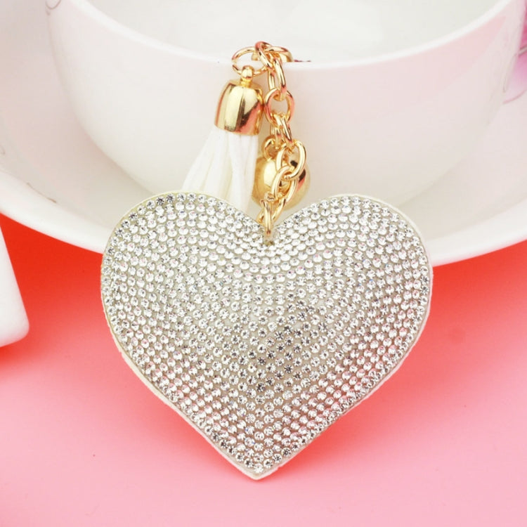 Heart Keychain Leather Tassel Gold Key Holder Metal Crystal Key Chain Keyring Charm Bag Auto Pendant Gift, purple, green, dark blue, lake blue, silver white, watermelon red, light blue, orange, black white, magenta, black gray, yellow, light red, red  ...