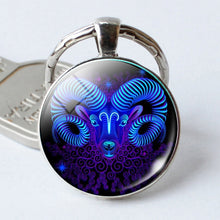 Load image into Gallery viewer, Zodiac Sign Keychain 12 Constellation Pendant Single Face Keyring