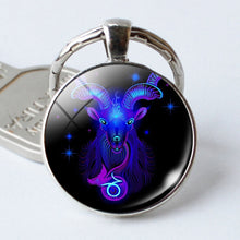 Load image into Gallery viewer, Zodiac Sign Keychain 12 Constellation Pendant Single Face Keyring