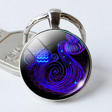 Load image into Gallery viewer, Zodiac Sign Keychain 12 Constellation Pendant Single Face Keyring