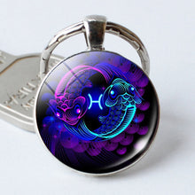 Load image into Gallery viewer, Zodiac Sign Keychain 12 Constellation Pendant Single Face Keyring