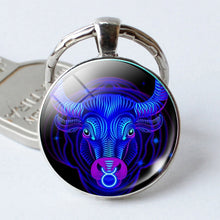 Load image into Gallery viewer, Zodiac Sign Keychain 12 Constellation Pendant Single Face Keyring