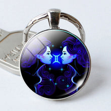 Load image into Gallery viewer, Zodiac Sign Keychain 12 Constellation Pendant Single Face Keyring
