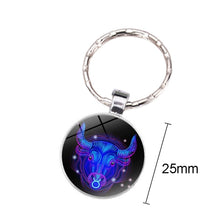 Load image into Gallery viewer, Zodiac Sign Keychain 12 Constellation Pendant Single Face Keyring