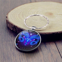Load image into Gallery viewer, Zodiac Sign Keychain 12 Constellation Pendant Single Face Keyring