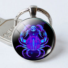 Load image into Gallery viewer, Zodiac Sign Keychain 12 Constellation Pendant Single Face Keyring