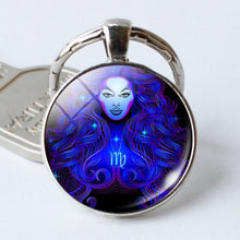 Load image into Gallery viewer, Zodiac Sign Keychain 12 Constellation Pendant Single Face Keyring