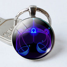 Load image into Gallery viewer, Zodiac Sign Keychain 12 Constellation Pendant Single Face Keyring