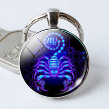 Load image into Gallery viewer, Zodiac Sign Keychain 12 Constellation Pendant Single Face Keyring