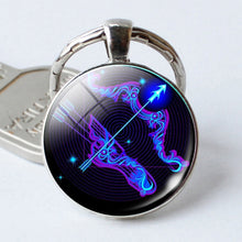 Load image into Gallery viewer, Zodiac Sign Keychain 12 Constellation Pendant Single Face Keyring