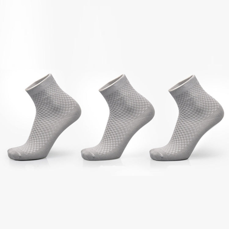 3 Pairs of Bamboo Fiber Men Double Needle Dark Flower Small Square Section Business Tube Socks