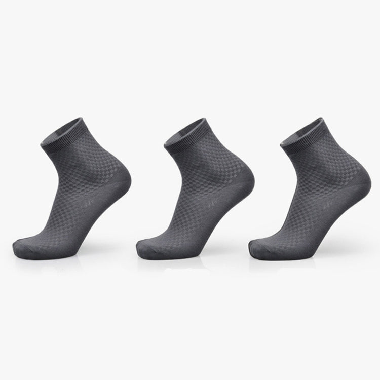 3 Pairs of Bamboo Fiber Men Double Needle Dark Flower Small Square Section Business Tube Socks