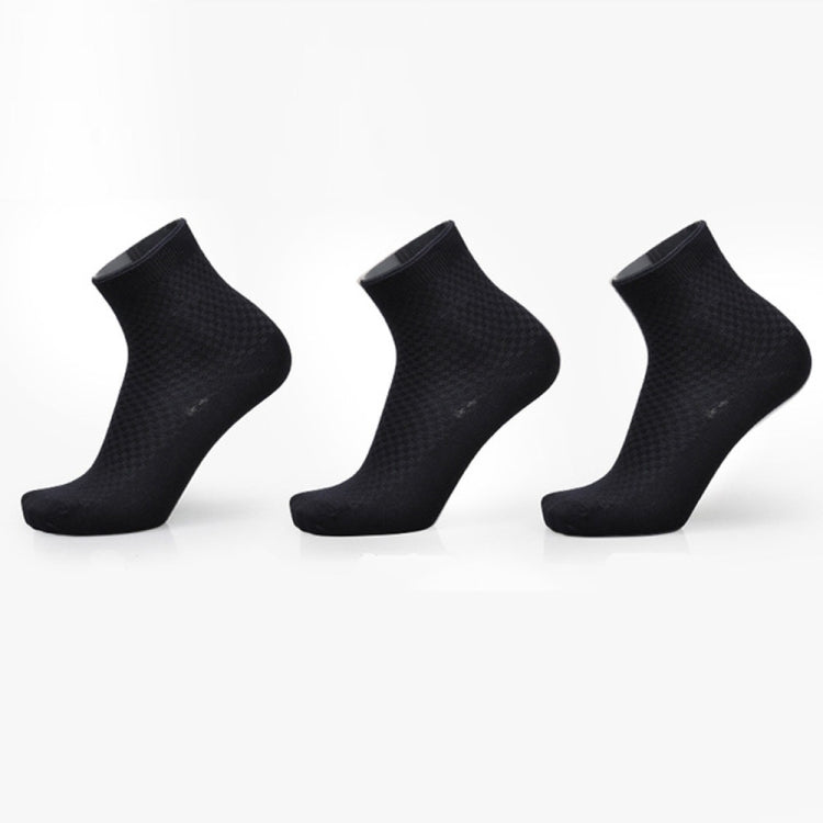 3 Pairs of Bamboo Fiber Men Double Needle Dark Flower Small Square Section Business Tube Socks