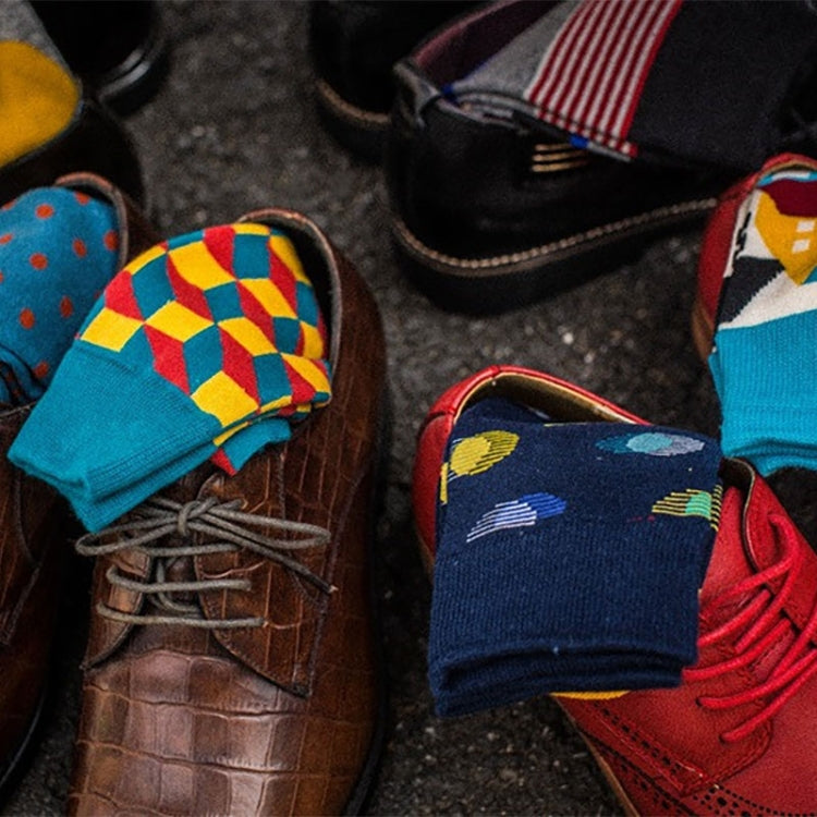 Cotton Various Cartoon Geometric Patterns Fashion Men Tube Socks