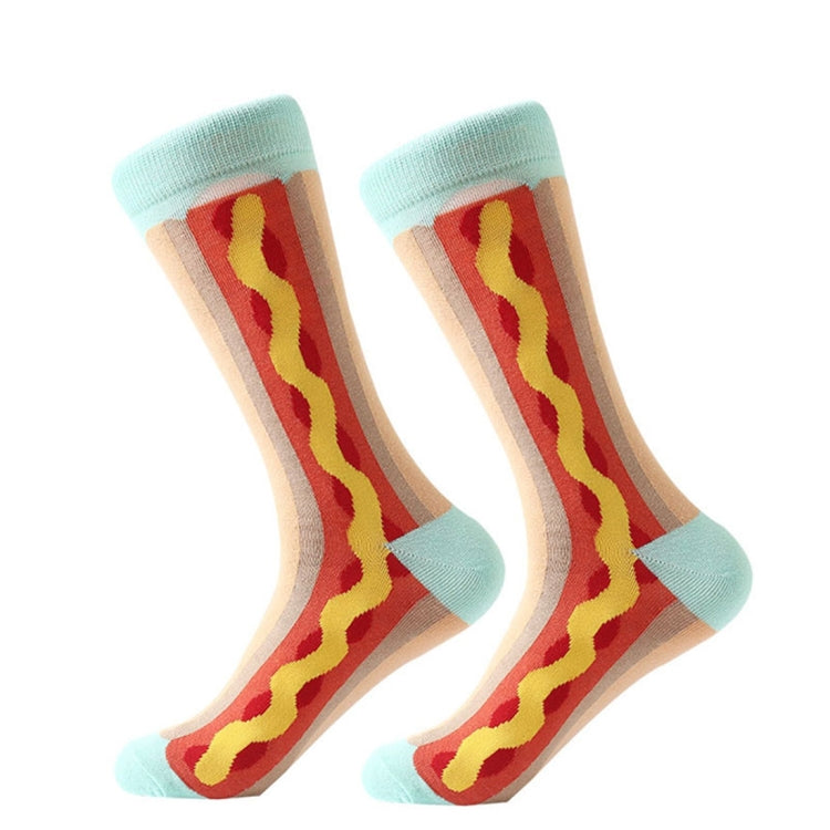 Cotton Various Cartoon Geometric Patterns Fashion Men Tube Socks