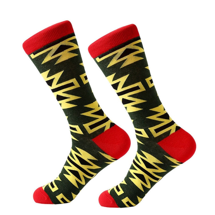 Cotton Various Cartoon Geometric Patterns Fashion Men Tube Socks