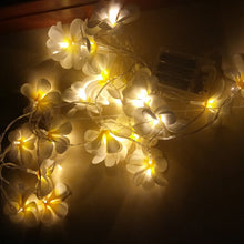 Load image into Gallery viewer, 1.5m 10 LEDs Battery Powered Warm White Creative DIY Frangipani LED String Lights Floral Holiday Lighting Event Party Garland Bedroom Decoration