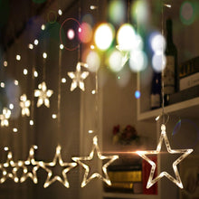Load image into Gallery viewer, 220V EU Plug LED Star Light Christmas lights Indoor/Outdoor Decorative Love Curtains Lamp For Holiday Wedding Party lighting