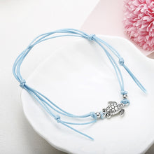 Load image into Gallery viewer, Boho Anklet Wax String Sea Turtle Lacing Foot Jewelry Beads Bracelet for Women, white, black, blue