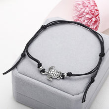 Load image into Gallery viewer, Boho Anklet Wax String Sea Turtle Lacing Foot Jewelry Beads Bracelet for Women, white, black, blue