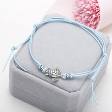 Load image into Gallery viewer, Boho Anklet Wax String Sea Turtle Lacing Foot Jewelry Beads Bracelet for Women, white, black, blue