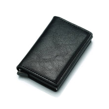 Load image into Gallery viewer, Automatic Elastic Card Type Anti-magnetic RFID Anti-theft Retro Card Package Universal Leather Metal Wallet