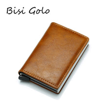 Load image into Gallery viewer, Automatic Elastic Card Type Anti-magnetic RFID Anti-theft Retro Card Package Universal Leather Metal Wallet
