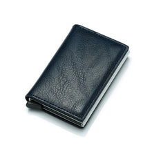 Load image into Gallery viewer, Automatic Elastic Card Type Anti-magnetic RFID Anti-theft Retro Card Package Universal Leather Metal Wallet