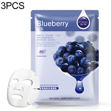 Load image into Gallery viewer, 3 PCS Skin Care Plant Facial Mask Moisturizing Oil Control Blackhead Remover Wrapped Mask Face Mask Face Care, Blueberry, Aloe Vera, Olive, Honey, Red Pomegranate, Cucumber