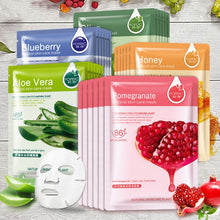 Load image into Gallery viewer, 3 PCS Skin Care Plant Facial Mask Moisturizing Oil Control Blackhead Remover Wrapped Mask Face Mask Face Care, Blueberry, Aloe Vera, Olive, Honey, Red Pomegranate, Cucumber