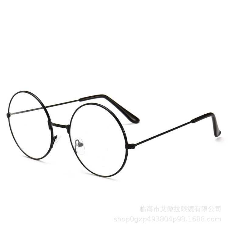 Retro Large Round Eyeglasses Metal Frame Anti Blue-ray Plain Glass Spectacles