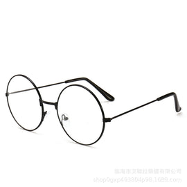Retro Large Round Eyeglasses Metal Frame Anti Blue-ray Plain Glass Spectacles