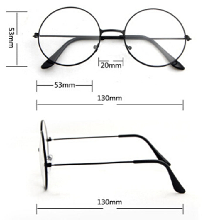 Retro Large Round Eyeglasses Metal Frame Anti Blue-ray Plain Glass Spectacles