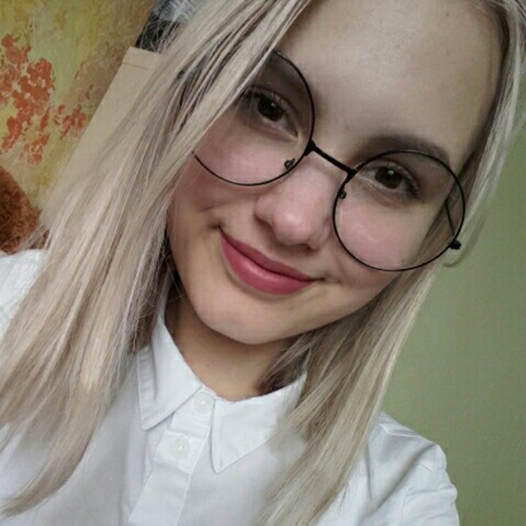 Retro Large Round Eyeglasses Metal Frame Anti Blue-ray Plain Glass Spectacles