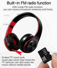 Load image into Gallery viewer, HIFI Stereo Wireless Bluetooth Headphone for Xiaomi iPhone Sumsamg Tablet, with Mic, Support SD Card &amp; FM
