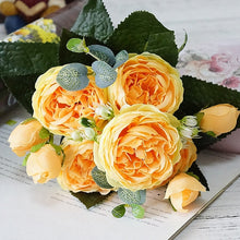 Load image into Gallery viewer, 5 PCS Artificial Rose Flowers Small Bouquet Flores Home Party Wedding Fake Flower Decoration, Yellow, White, Purple, Magenta, Pink, Pink and Magenta, Blue