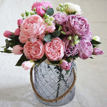 Load image into Gallery viewer, 5 PCS Artificial Rose Flowers Small Bouquet Flores Home Party Wedding Fake Flower Decoration, Yellow, White, Purple, Magenta, Pink, Pink and Magenta, Blue