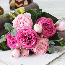 Load image into Gallery viewer, 5 PCS Artificial Rose Flowers Small Bouquet Flores Home Party Wedding Fake Flower Decoration, Yellow, White, Purple, Magenta, Pink, Pink and Magenta, Blue