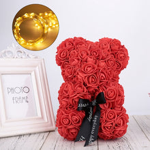 Load image into Gallery viewer, 25cm Bear Shape Artificial Foam Roses Flower Ornament, Red, Light Pink, Deep Pink, Purple, Milk White, Sky Blue, Gray