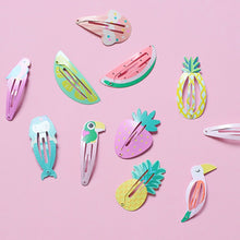 Load image into Gallery viewer, 6 PCS/Set Kids Hair Accessories Fruit Hairpins Cartoon Rainbow Hair Clip, New Bird pineapple 8#, Bird pineapple 6#, Ice cream 1#, Mermaid 2#, Candy rainbow 5#, Red Mermaid 4#, Blue Mermaid 3#, Strawberry watermelon 7#