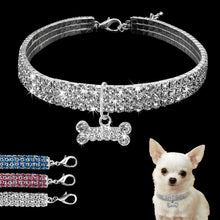 Load image into Gallery viewer, Bling Rhinestone Dog Collar Crystal Puppy Chihuahua Pet Dog Collars Leash For Small Dogs Mascotas Accessories, L, M, S