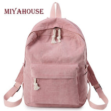 Load image into Gallery viewer, Soft Fabric Backpack Female Corduroy Design School Backpack for Teenage Girls Women