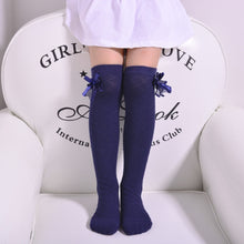 Load image into Gallery viewer, Children&#39;s Tube Socks Mesh Bow Princess Socks Square Grid Over Knee Socks