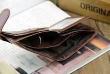 Load image into Gallery viewer, Men Vintage Leather Hasp Short Coin Pocket Purse Card Holder Wallets