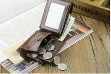 Load image into Gallery viewer, Men Vintage Leather Hasp Short Coin Pocket Purse Card Holder Wallets