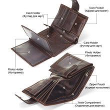 Load image into Gallery viewer, Vintage Men Wallet Genuine Leather Short Wallets Male Multifunctional Cowhide Male Purse Coin Pocket Photo Card Holder