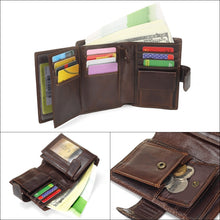 Load image into Gallery viewer, Vintage Men Wallet Genuine Leather Short Wallets Male Multifunctional Cowhide Male Purse Coin Pocket Photo Card Holder
