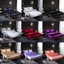 Load image into Gallery viewer, Home Ice Silk Simulation Silk Four-Piece Pillowcase Flat Sheet Fitted Sheet Set, US-Full/UK-D:138x190x35cm, US-Queen/UK-K:153x203x35cm, US-King:198x203x35cm, UK-SK:180x200x35cm, US-King: 198x203x35cm