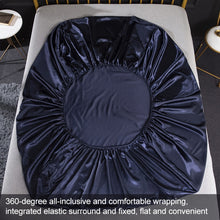 Load image into Gallery viewer, Home Ice Silk Simulation Silk Four-Piece Pillowcase Flat Sheet Fitted Sheet Set, US-Full/UK-D:138x190x35cm, US-Queen/UK-K:153x203x35cm, US-King:198x203x35cm, UK-SK:180x200x35cm, US-King: 198x203x35cm