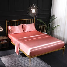 Load image into Gallery viewer, Home Ice Silk Simulation Silk Four-Piece Pillowcase Flat Sheet Fitted Sheet Set, US-Full/UK-D:138x190x35cm, US-Queen/UK-K:153x203x35cm, US-King:198x203x35cm, UK-SK:180x200x35cm, US-King: 198x203x35cm